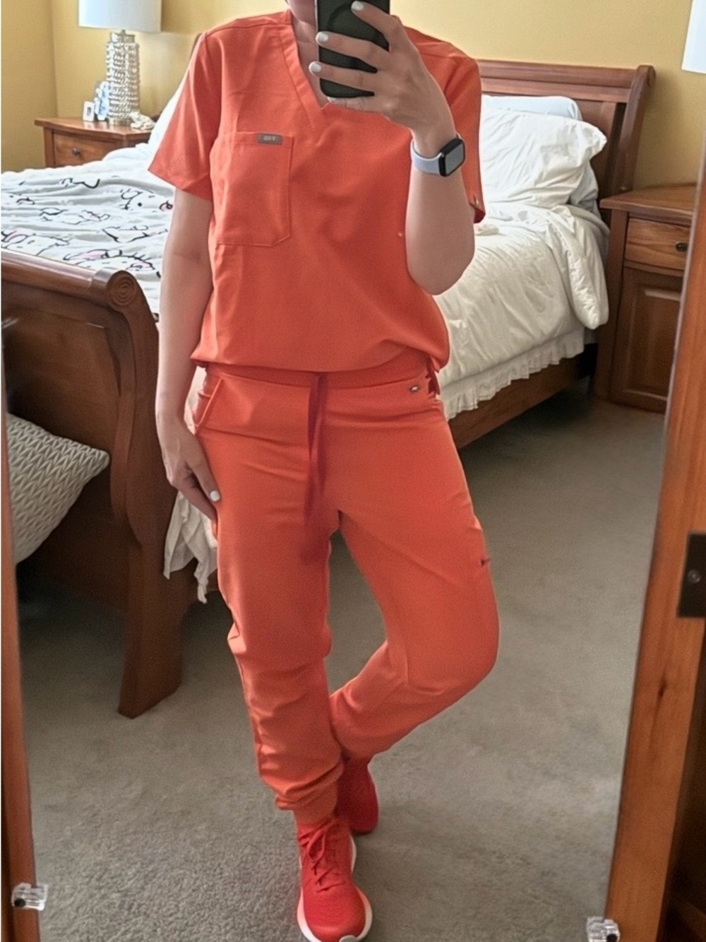 Figs Women’s Orange Track Jogger Scrub Set